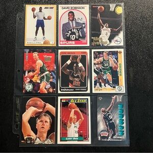 VINTAGE NBA Basketball Sheet of 9‎ Cards Bird Iverson Rodman Shaq Drexler